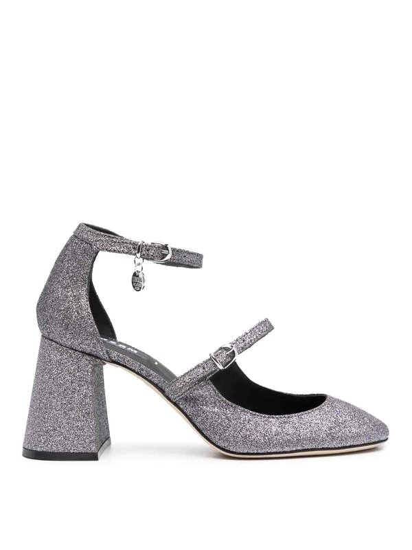 m.s.g.m.: court shoes - Logo-charm 90mm glitter pumps