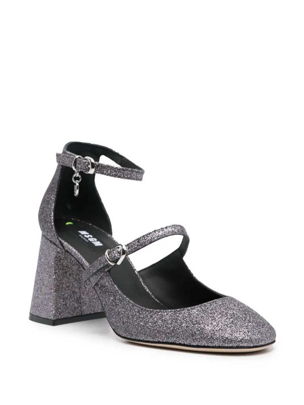 m.s.g.m.: court shoes online - Logo-charm 90mm glitter pumps