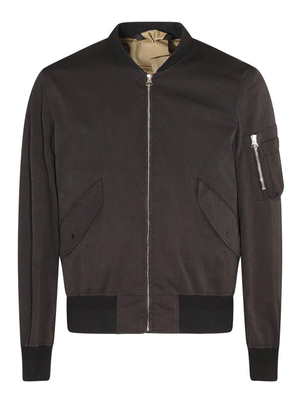 TEN C: bombers - Black nylon bomber jacket