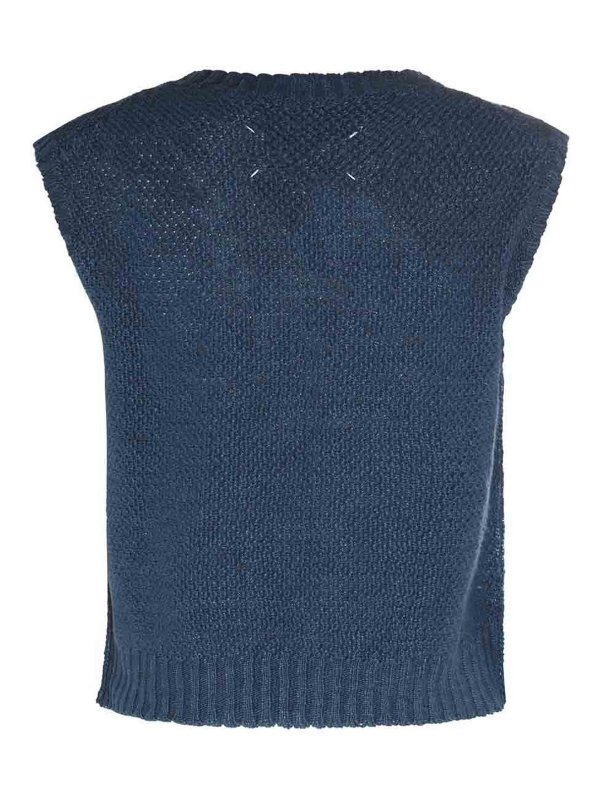 Maison Margiela: crew necks online - Blue cashmere knitwear