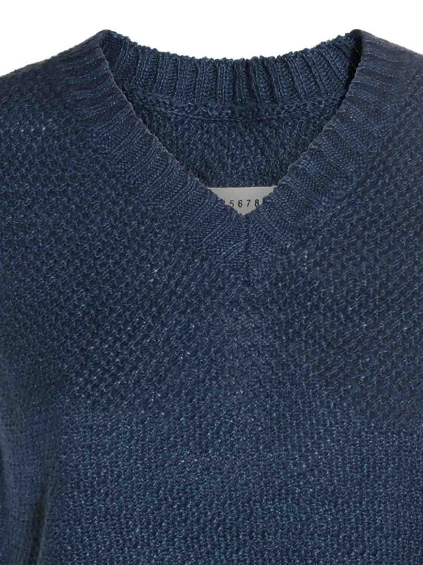The Best Shops Maison Margiela: crew necks - Blue cashmere knitwear