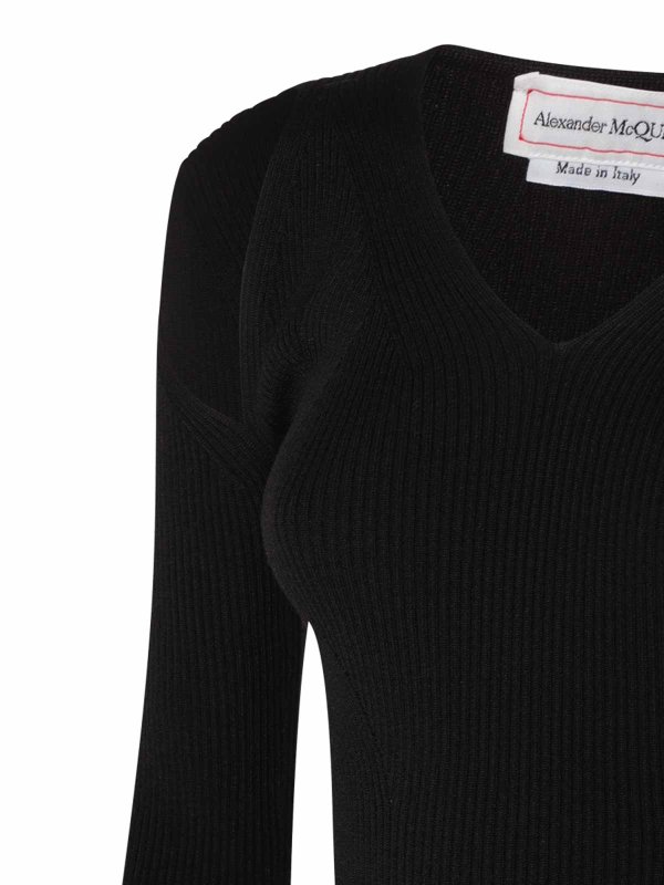 Black wool blend jumper shop online: ALEXANDER MCQUEEN