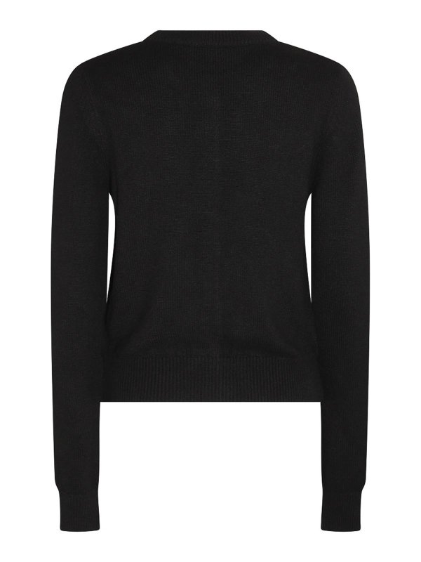 Palm Angels: cardigan online - Cardigan bianco e nero in misto viscosa-lana