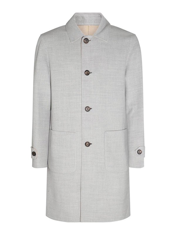 ELEVENTY: short coats - Grey wool coat