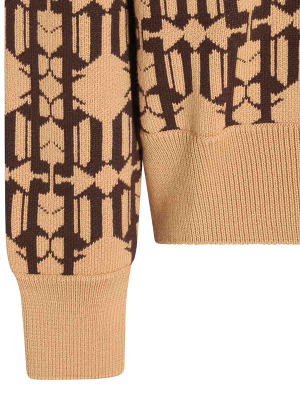 The Best Shops Palm Angels: crew necks - Beige and brown wool blend jumper