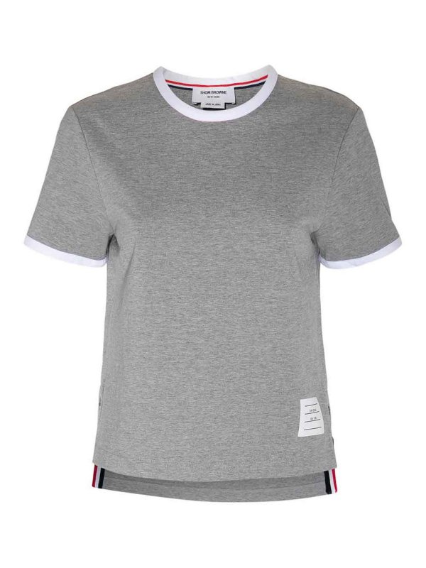 THOM BROWNE: t-shirts - Light grey cotton t-shirt