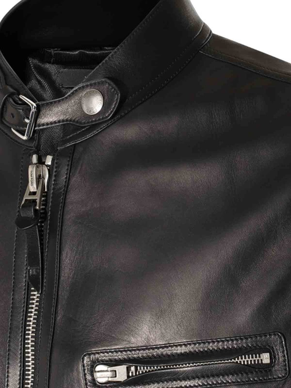Black leather jacket shop online: TOM FORD