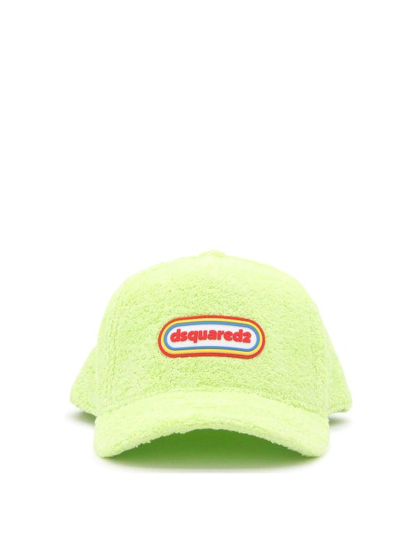 DSQUARED2: hats & caps - Green multicolour cotton baseball cap