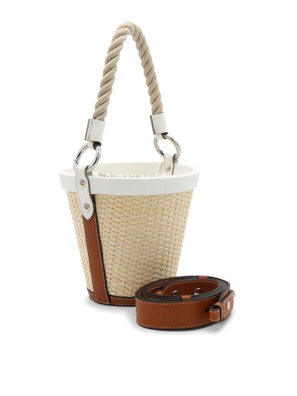 Maison Margiela: cross body bags online - White woven raffia satchel bag
