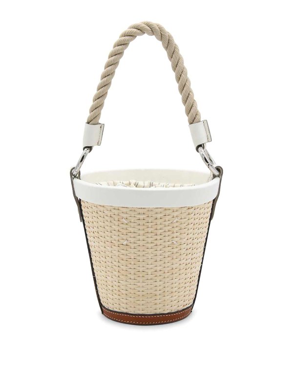 The Best Shops Maison Margiela: cross body bags - White woven raffia satchel bag