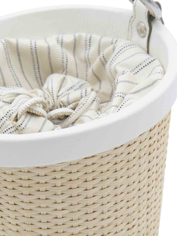 White woven raffia satchel bag shop online: Maison Margiela