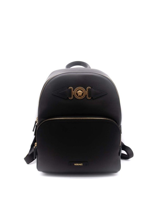 VERSACE: backpacks - Black leather medusa backpack