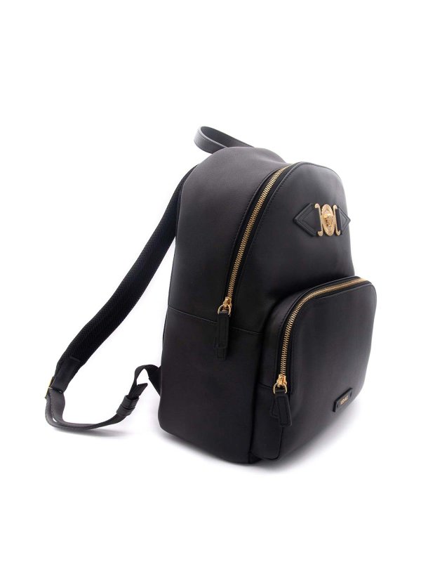 VERSACE: backpacks online - Black leather medusa backpack