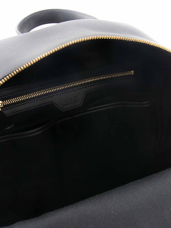 Black leather medusa backpack shop online: VERSACE