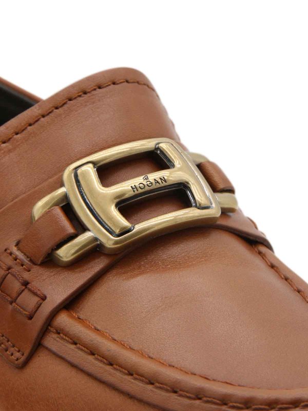 Brown leather h619 loafers shop online: HOGAN