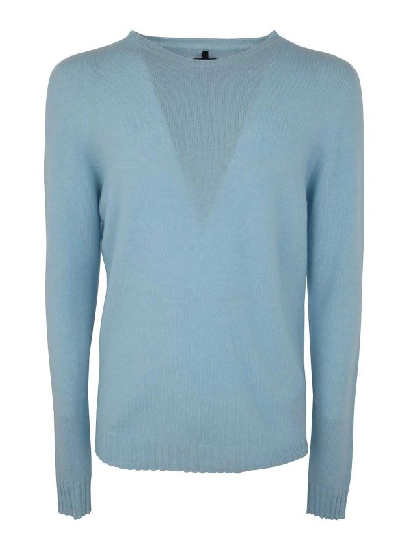 MD75: Strickpullover mit Rundhalsausschnitt - Rundhalspullover - Blau