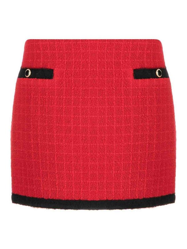 ALESSANDRA RICH: Knee length skirts & Midi - Checked tweed low-waist mini skirt