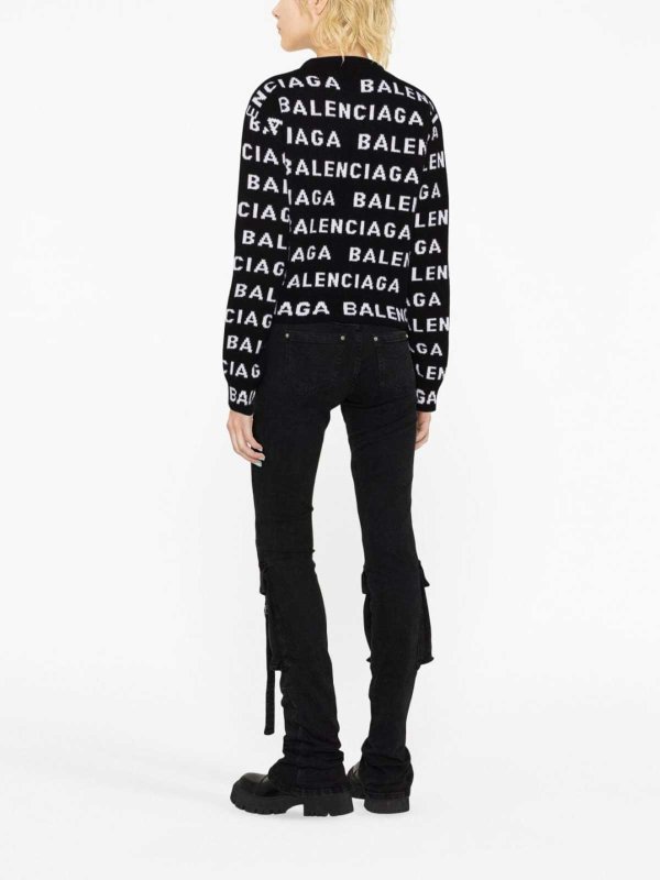 BALENCIAGA: crew necks online - Allover logo wool jumper