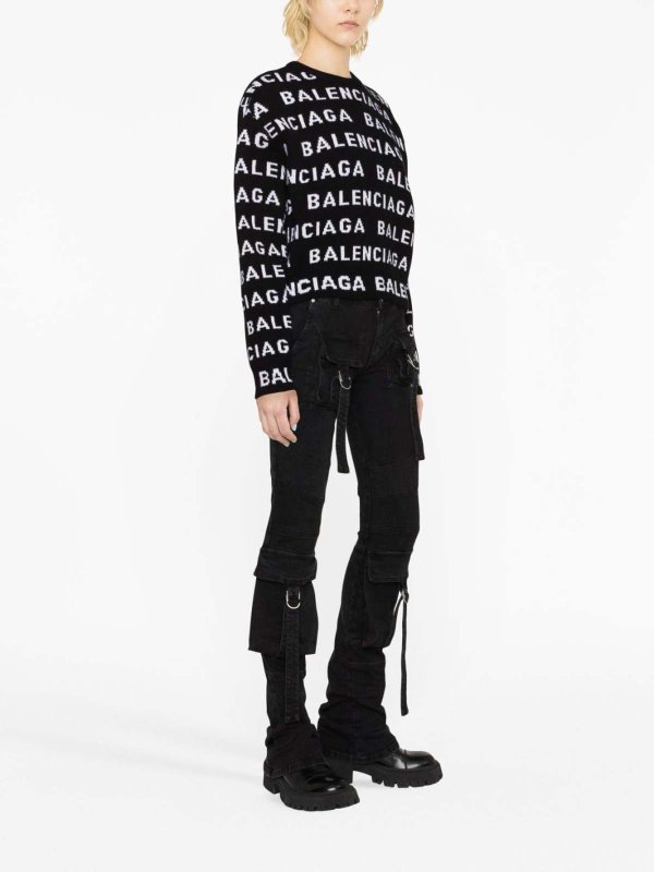 The Best Shops BALENCIAGA: crew necks - Allover logo wool jumper