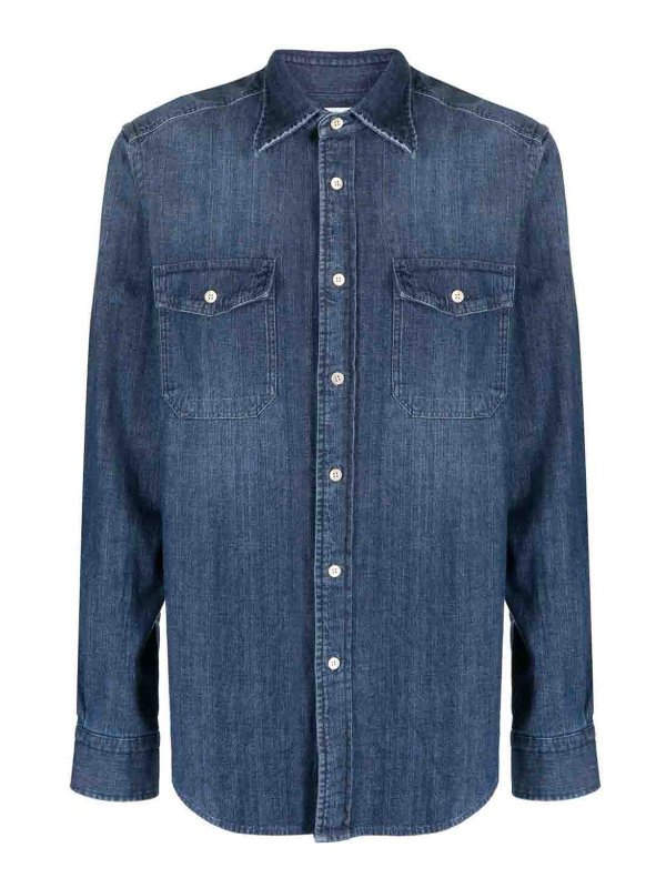 BOGLIOLI: shirts - Denim button-down shirt