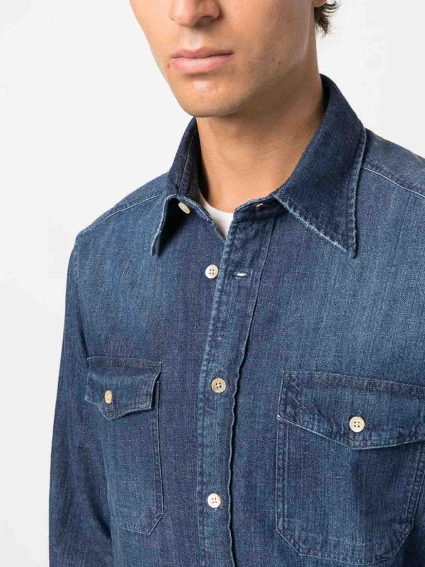 The Best Shops BOGLIOLI: shirts - Denim button-down shirt