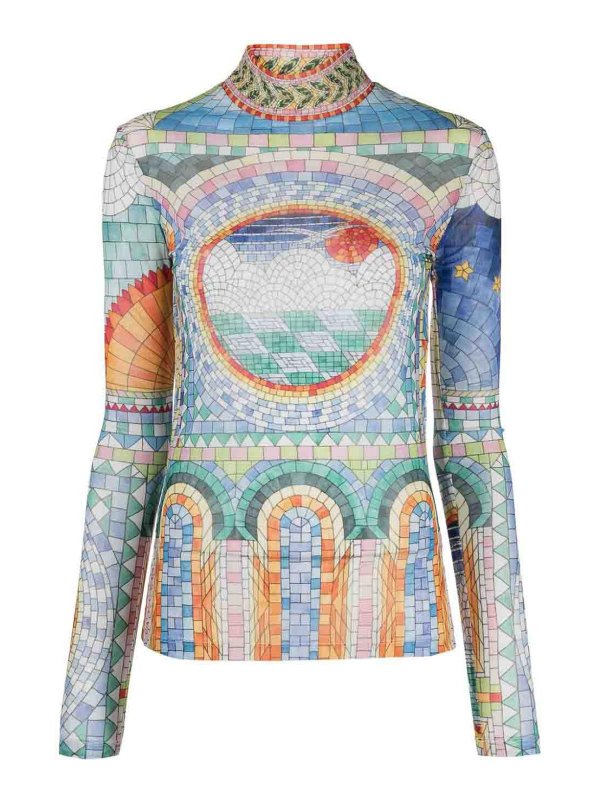 CASABLANCA: Tops & Tank tops - Printed mesh top