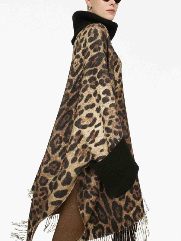 Leopard Print Silk Scarf in Brown - Dolce Gabbana