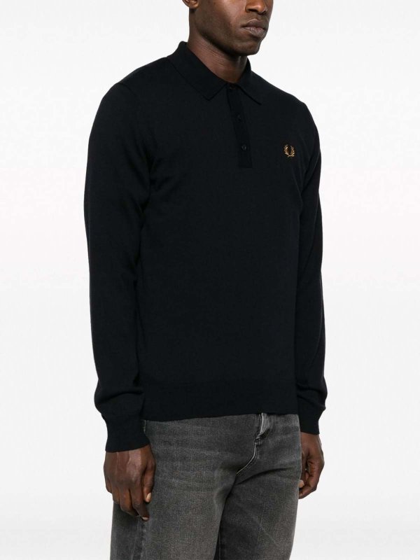 Logo wool blend polo shirt shop online: FRED PERRY