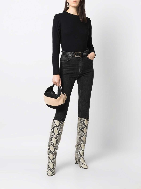 The Best Shops Majestic Filatures: Strickpullover mit Rundhalsausschnitt - Rundhalspullover - Schwarz