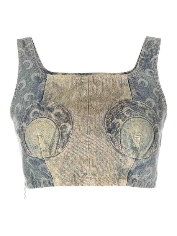 MARINE SERRE: Tops und Tank Tops - Top - Denim