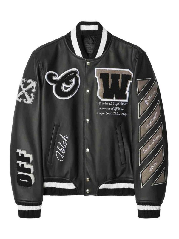 OFF-WHITE: casual jackets - Leather varsity jacket
