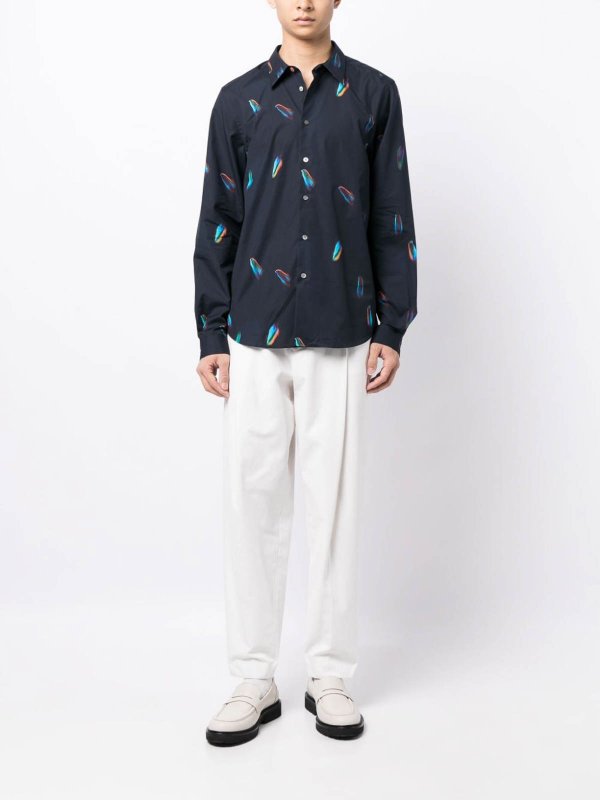 The Best Shops PAUL SMITH: shirts - Navy blue feather shirt