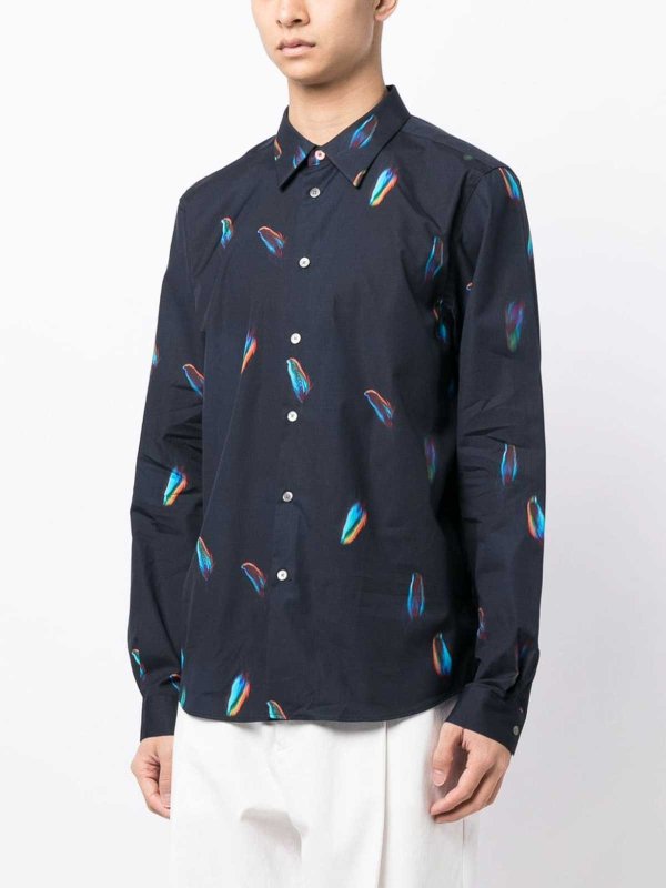Navy blue feather shirt shop online: PAUL SMITH