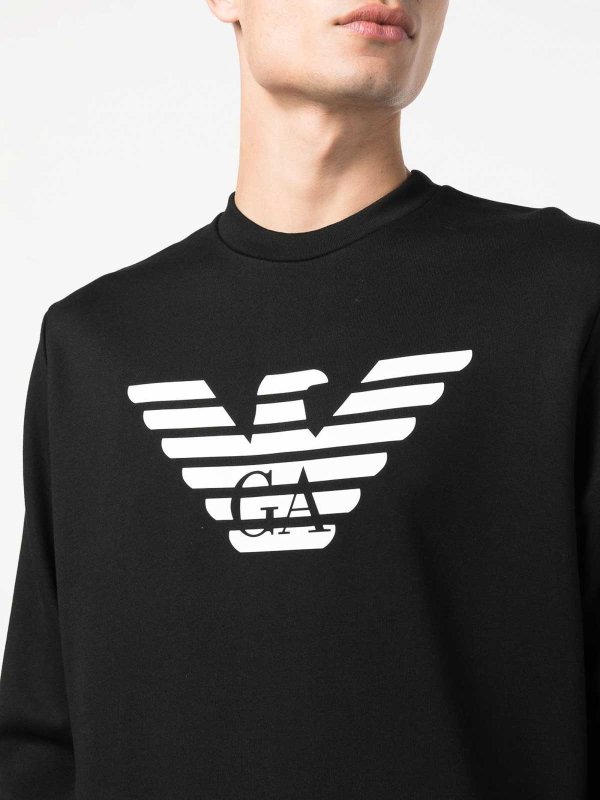 The Best Shops EMPORIO ARMANI: Sweatshirts & Sweaters - Logo cotton blend sweatshirt