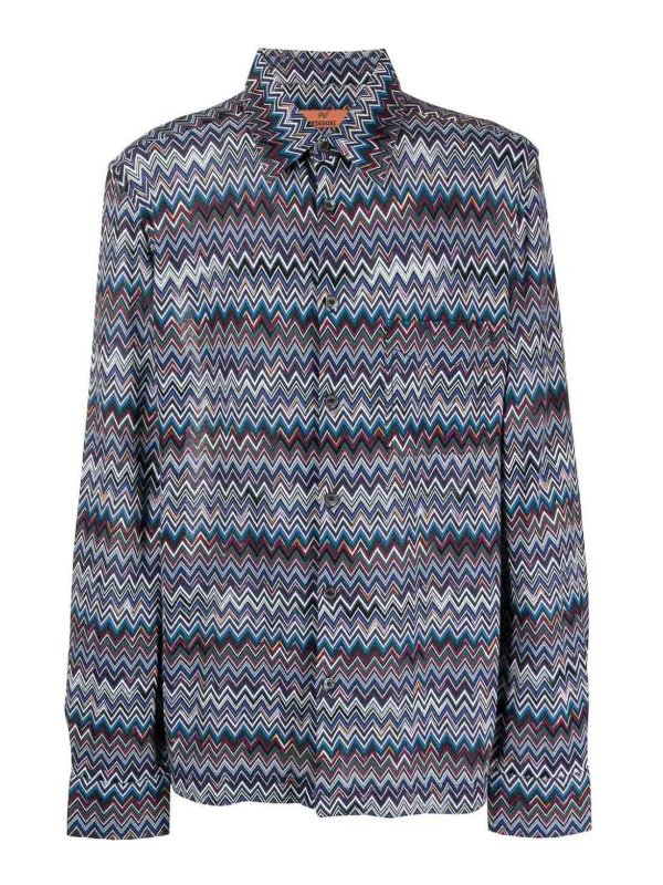 MISSONI: shirts - Zig zag pattern cotton blend shirt