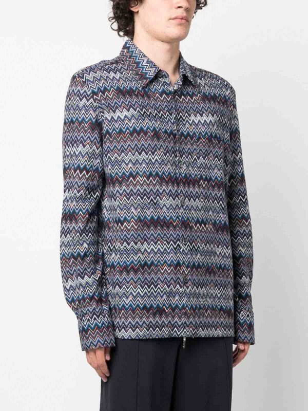 Zig zag pattern cotton blend shirt shop online: MISSONI