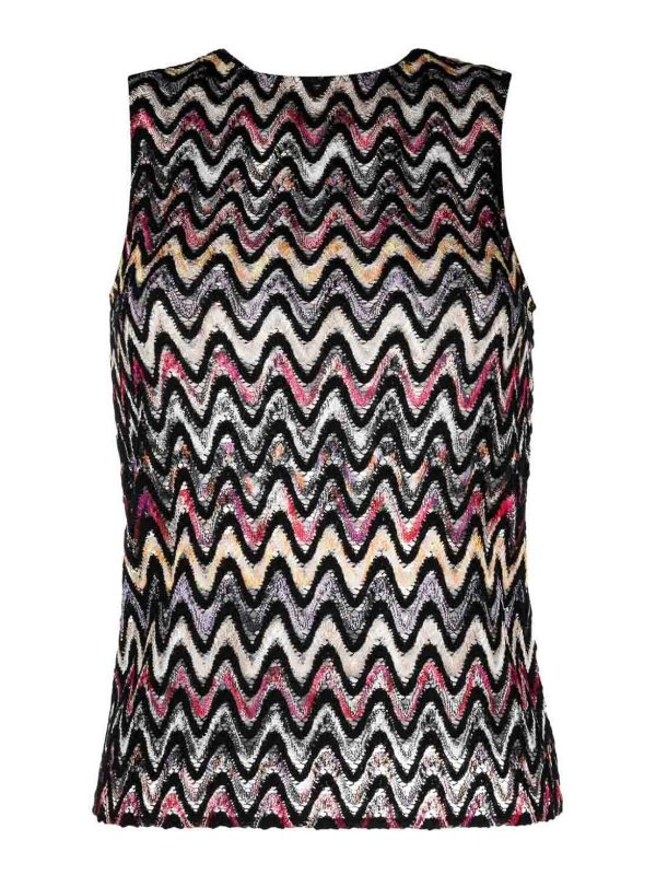 MISSONI: Tops & Tank tops - Zig zag pattern wool blend sleeveless top