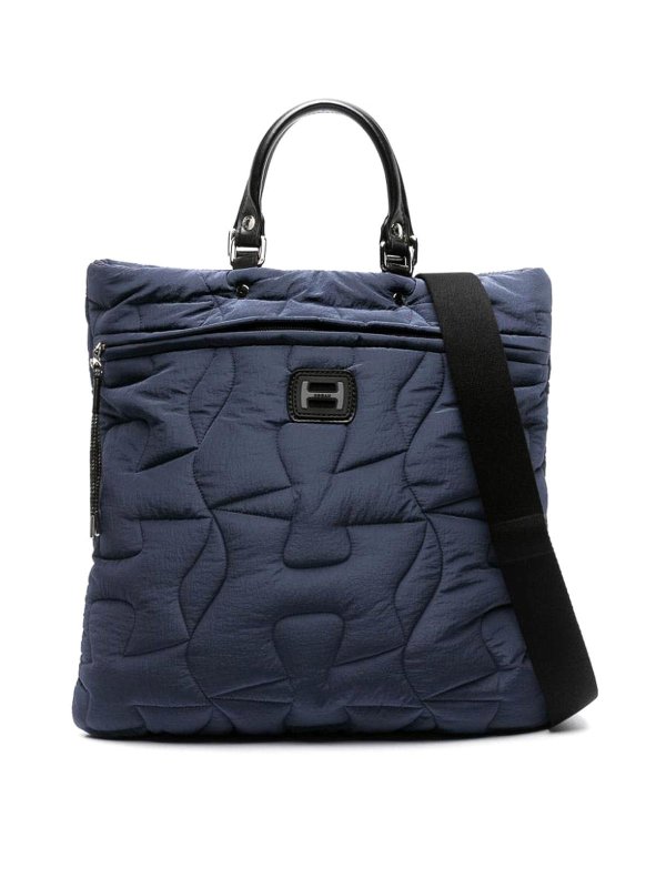 HOGAN: cross body bags - Navy blue quilted tote