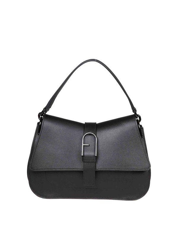 FURLA: cross body bags - Flow handbag in black leather