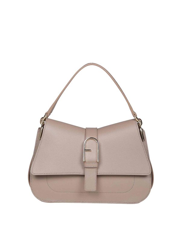 FURLA: cross body bags - Flow handbag in greige leather