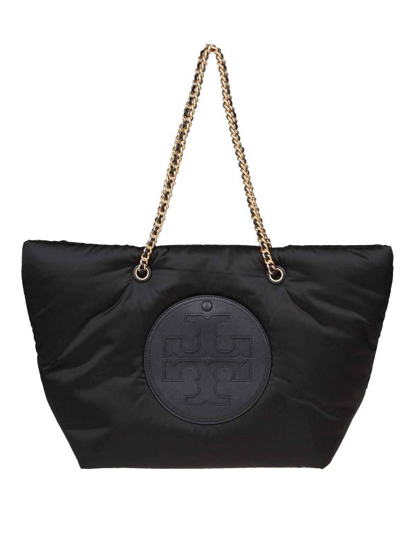TORY BURCH: totes bags - Ella puffy shopping in black nylon