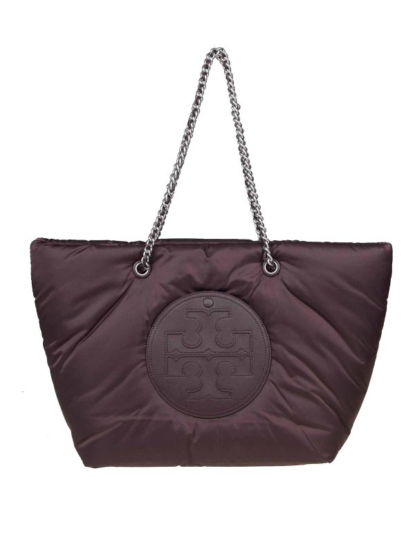 TORY BURCH: totes bags - shopping Ella puffy in tempranillo color