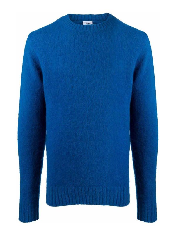 ASPESI: Strickpullover mit Rundhalsausschnitt - Rundhalspullover - Blau
