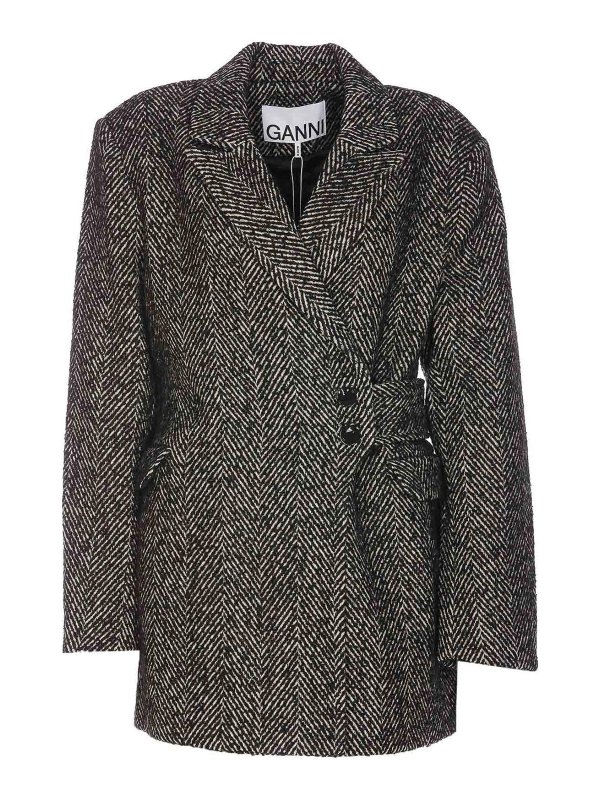 GANNI: casual jackets - Herringbone jacket