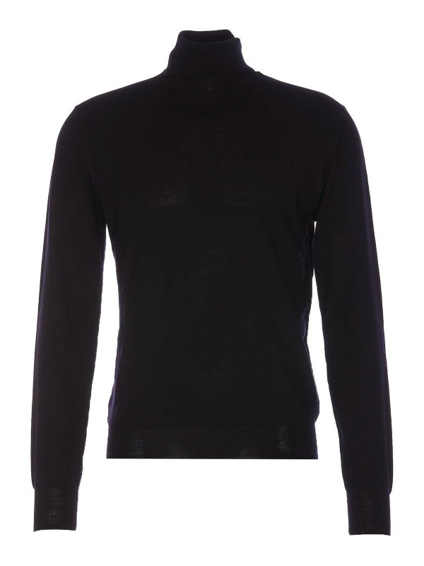 HOSIO: Strickpullover mit Rundhalsausschnitt - Rundhalspullover - Blau