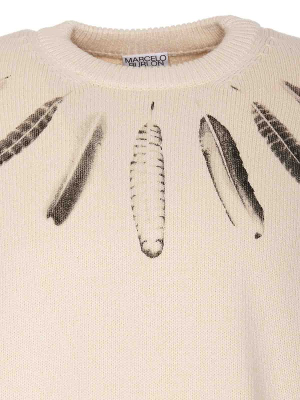 クルーネック - ベージュ shop online: Marcelo Burlon