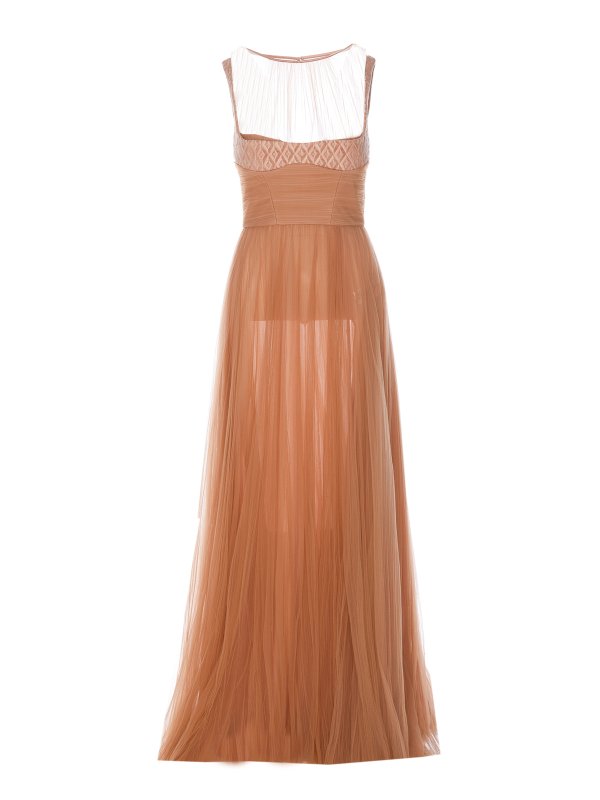 ELISABETTA FRANCHI: イブニングドレス - イブニングドレス - ベージュ