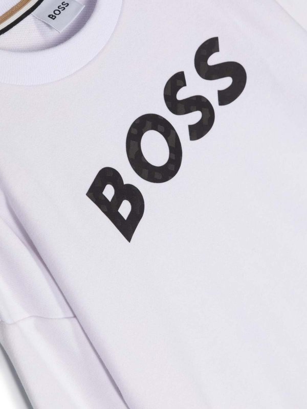 The Best Shops Hugo Boss: Sweatshirts & Sweaters - White cotton blend boy sweatshirt