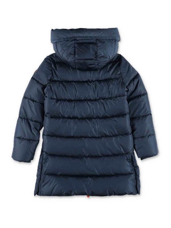 Save The Duck: casual jackets online - Blue Long Padded Jacket with Hood