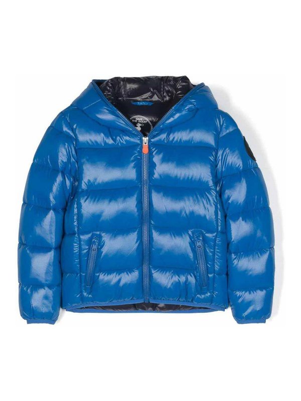 Save The Duck: casual jackets - Royal Blue Padded Jacket with Hood